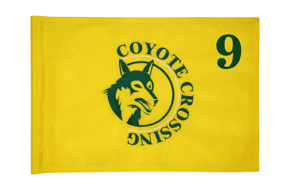 Embroidered golf flag with logo and number