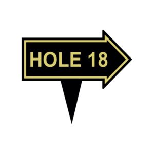 Metallic Arrow Shaped Fairway Signs Hole 18 S100A-20M Black Gold JFM Golf