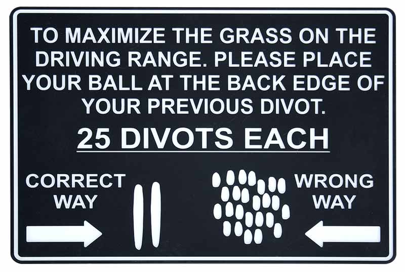 Proper Divot Pattern Range Sign 12X18 S3180 - JFM Golf
