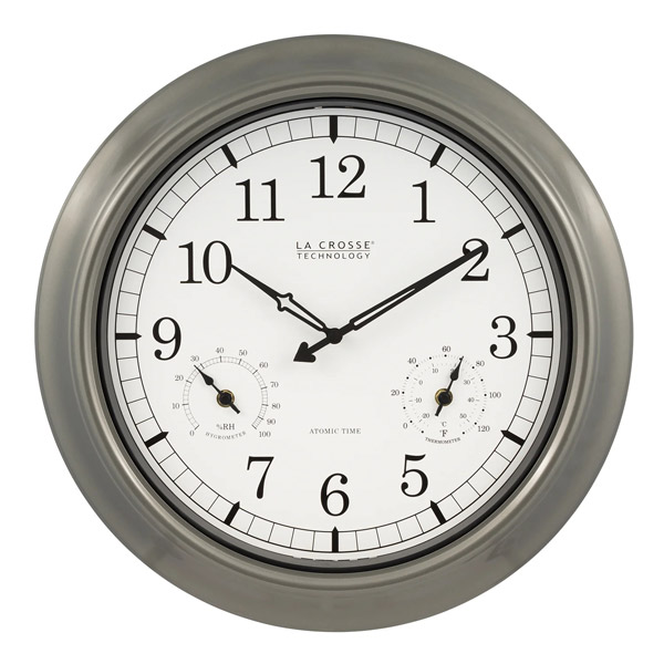 18 inch Clock Silver Trim with Temperature Gauge - JFM Golf