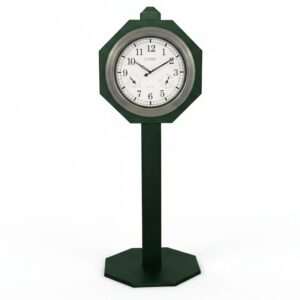 Turf Green 18" Silver Clock on Post