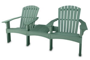Double Adirondack Chair Built-In Table GAC110 Recycled Plastic Green JFM Golf Furniture