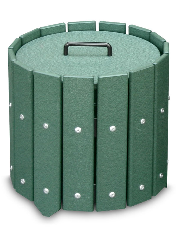 Round Slatted Divot Mix Container Green with Solid Lid GD1040 JFM Golf