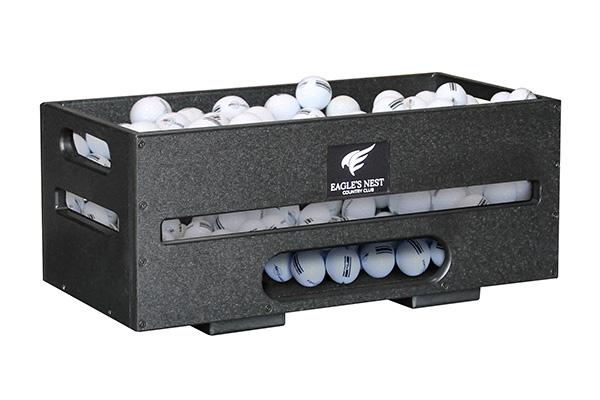 Range Ball Crate Dispenser 200 to 250 Golf Balls with Door Divider Black with Logo GB200 JFM Golf
