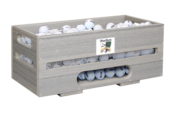 Range Ball Crate Dispenser 200 to 250 Golf Balls with Door Divider Coastal Gray with Logo GB200 JFM Golf