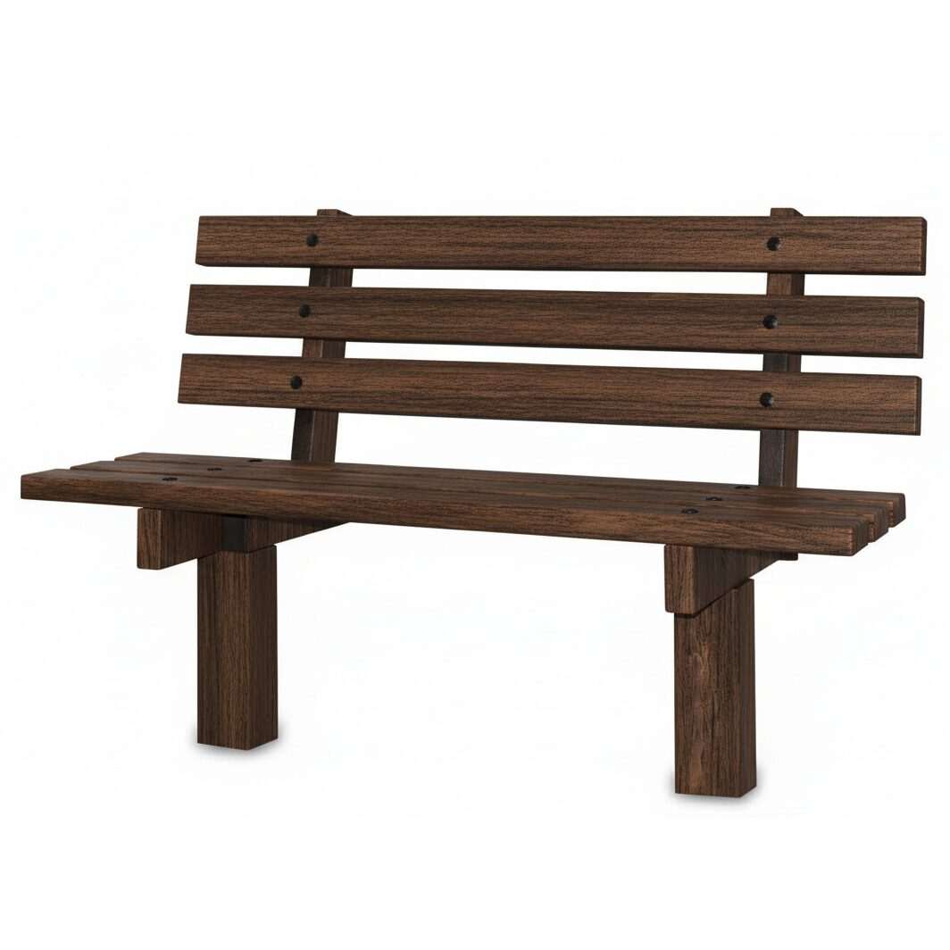 Brazilian Walnut Recycled Plastic Anchored High Back Bench