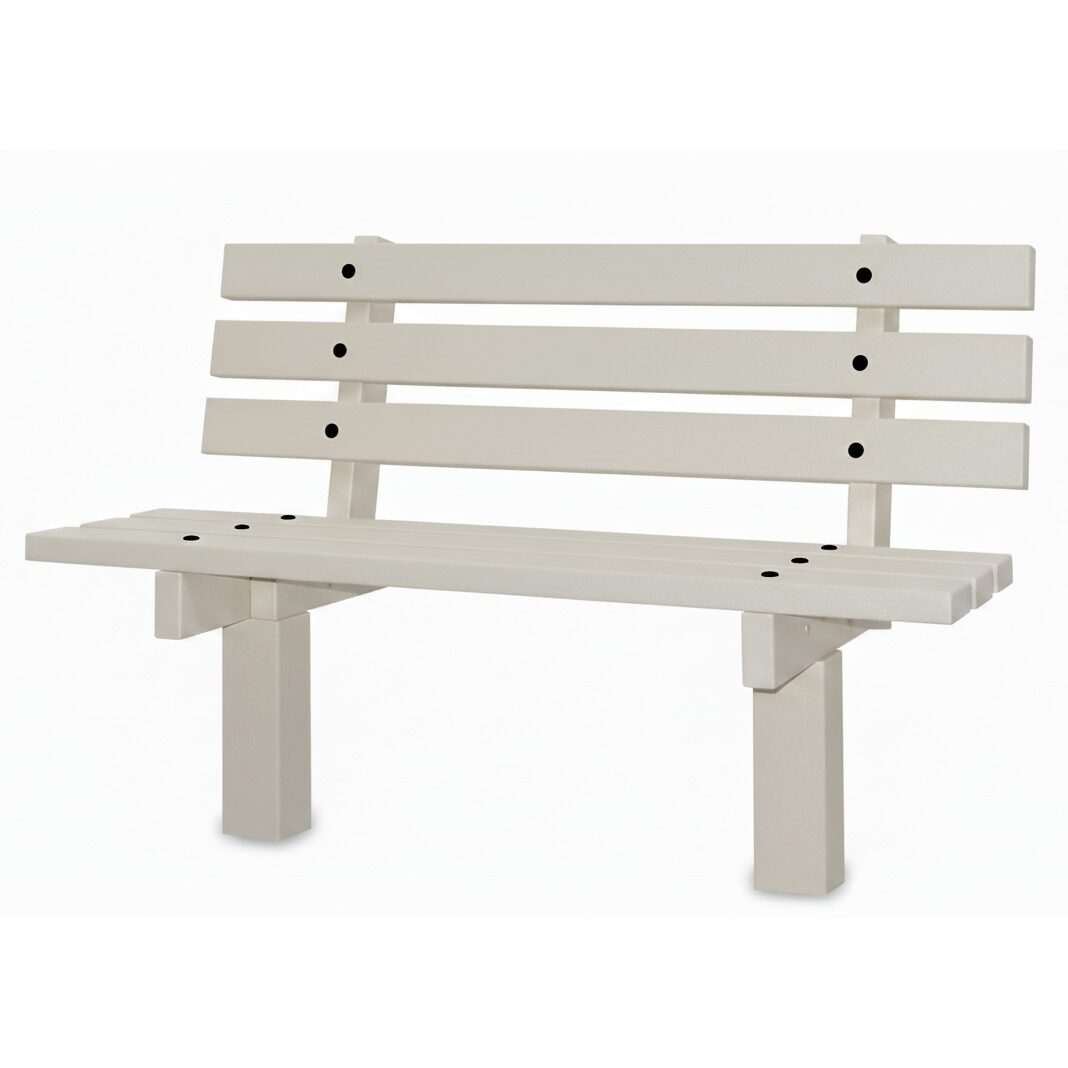 Bright White Recycled Plastic Anchored High Back Bench
