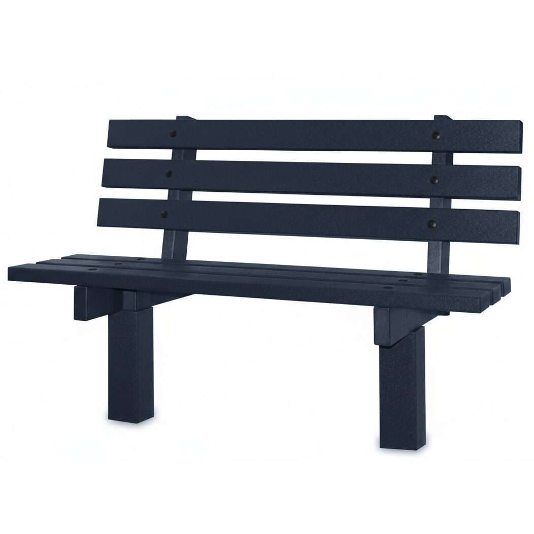 Patriot Blue Recycled Plastic Anchored High Back Bench