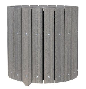 Round Slatted Trash Container 10 Gallon with Donut Lid and Liner GT1810 Coastal Gray JFM Golf