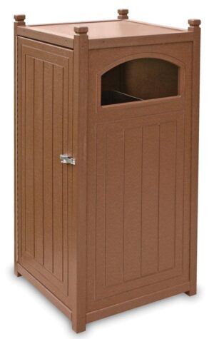 Square Side Load Trash Container 26 Gallon GT2126 Hinged Door Option Brown JFM Golf