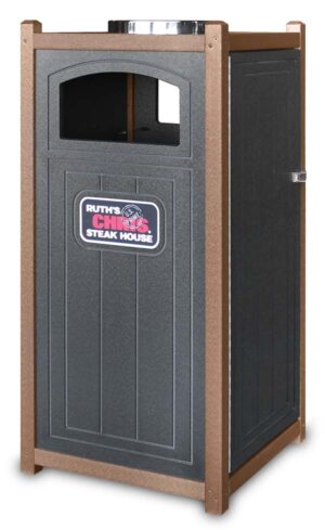 Square Side Load Trash Container 26 Gallon with Logo Included GT2126C Hinged Door Ashtray Options JFM Golf