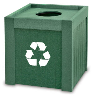Square Trash Container 20 Gallon with Lid and Liner GT1020 Top Load Green Logo JFM Golf