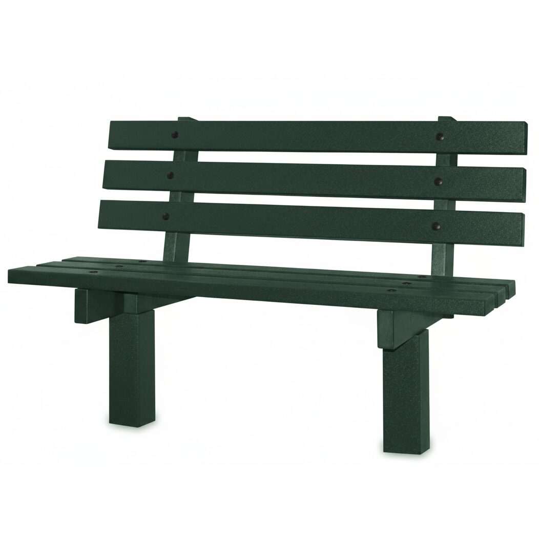 Turf Green Recycled Plastic Anchored High Back Bench