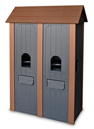Deluxe Double Water Cooler Enclosure GW1102 Holds two 10 gallon Igloos Two Trash Two Cup Dispensers Black Brown JFM Golf