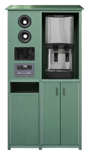 Small Beverage Station Lid Straw Cup Dispenser Ice Machine 26 Gallon Trash GW4000 Green JFM Golf