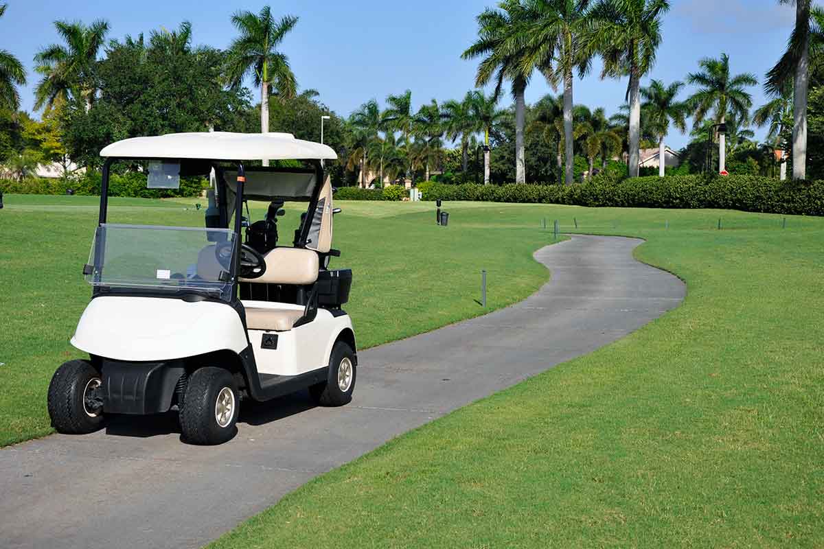 Golf Course Stakes Cart on Path - JFM Golf Products