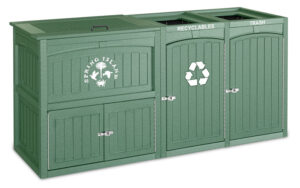 Ice Chest Cabinet with Trash & Recyclables Enclosure GW4500 Green Custom Logo JFM Golf