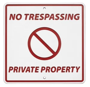 No Trespassing Private Property 12x12 Information Sign SC12X1215 JFM Golf