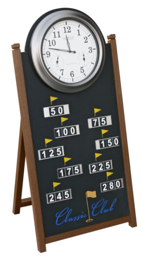 Today’s Yardage Easel S361 Series 4-9 Flags with 18 inch Atomic Clock Logo JFM Golf