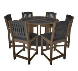 Cafe Style Table and 6 Chairs Set CFD1600-6 JFM Golf Furniture Black with Brown