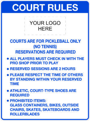 Pickleball Court Rules with Logo Sign JFM Golf