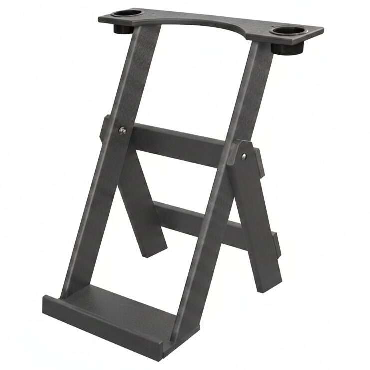 Gray Recycled Plastic Folding Bag Stand with 2 Cup Holders