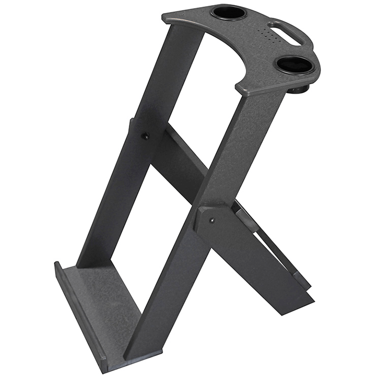 Recycled Plastic Regal Folding Bag Stand with Tee Holes and Two Cup Holders, Gray