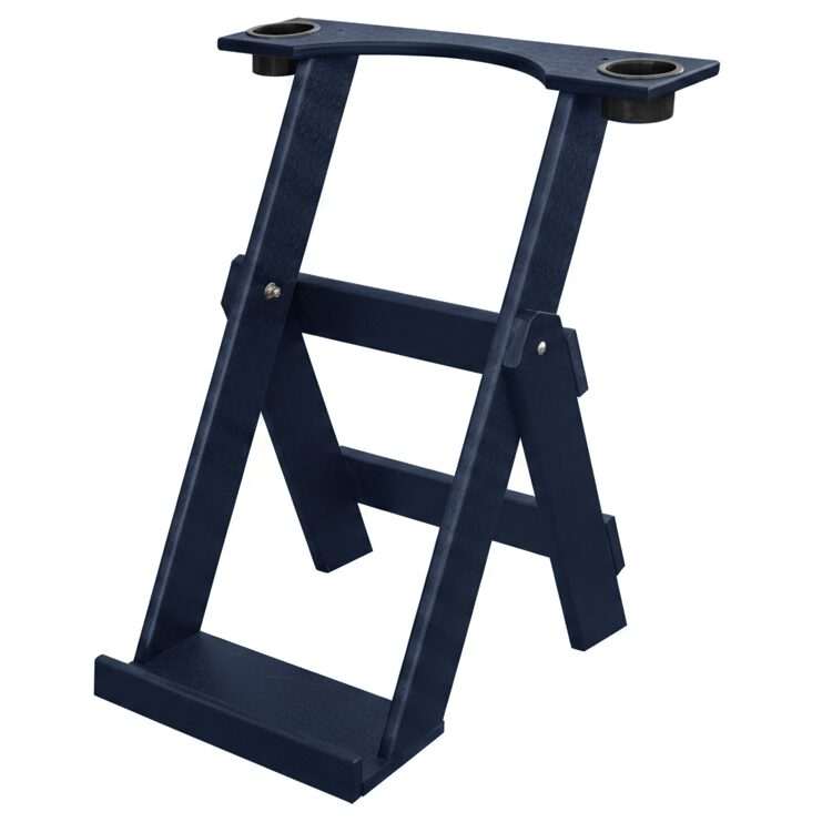 Patriot Blue Recycled Plastic Folding Bag Stand with 2 Cup Holders