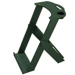 Recycled Plastic Regal Folding Bag Stand with Tee Holes, One Cup Holder, Turf Green
