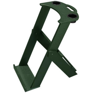 Recycled Plastic Regal Folding Bag Stand with Tee Holes and Two Cup Holders, Turf Green
