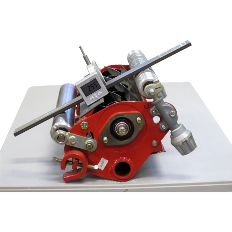 AccuProducts Angle-Check digital gauge on mower cutting unit