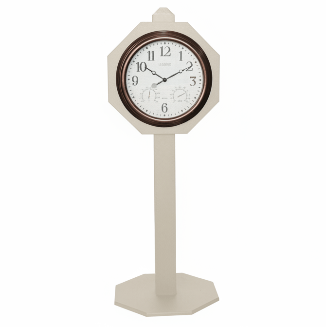 Bright White 15" Bronze Clock on Post