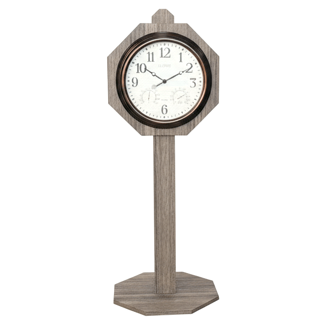 Coastal Gray 15" Bronze Clock on Post