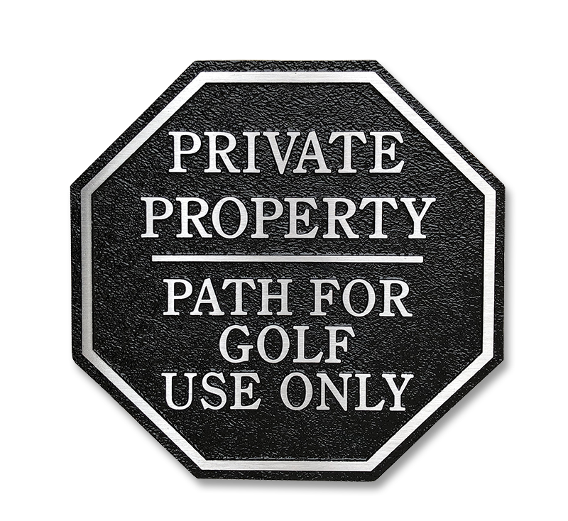 Cast Aluminum & Bronze Private Property Golf Carts Sign