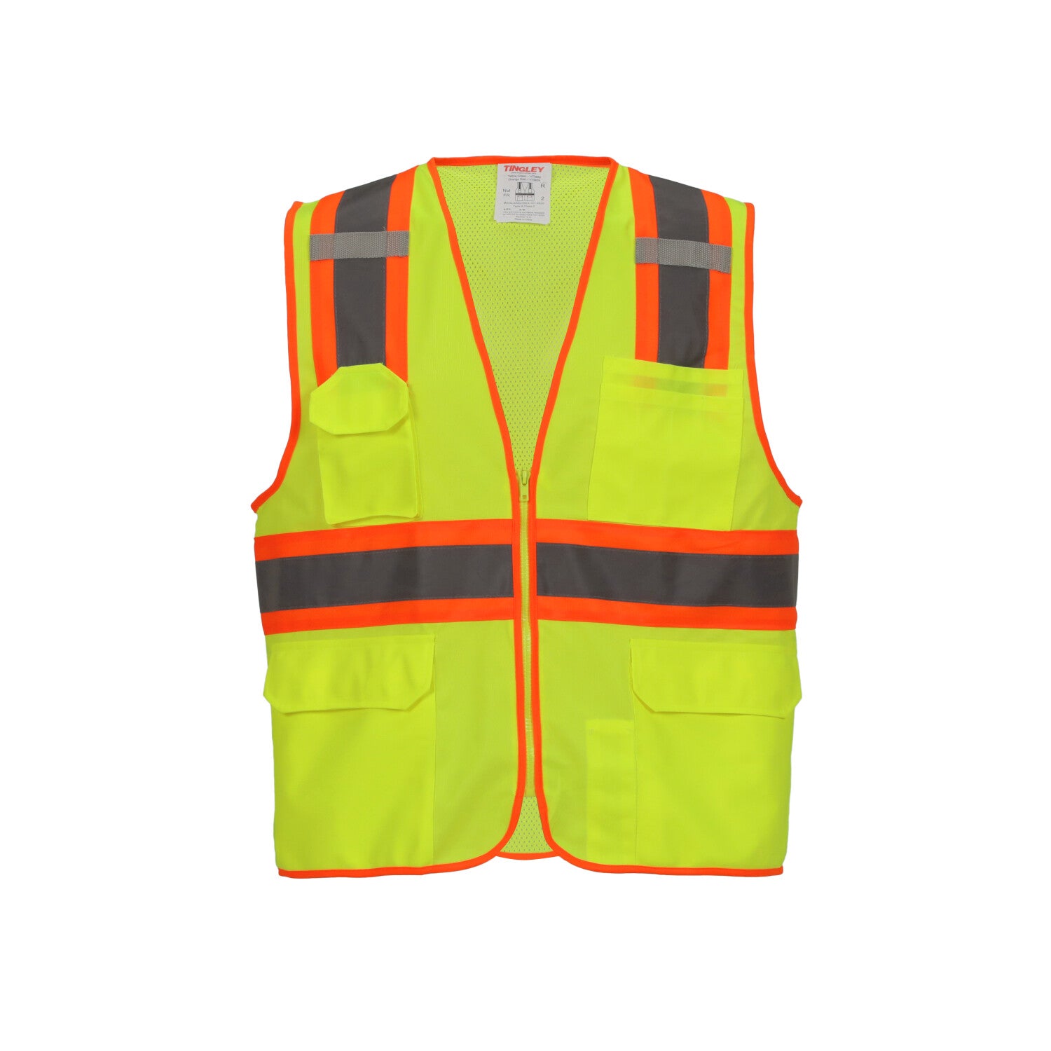 Tingley Job Sight Class 2 Two-Tone Surveyor Vest Fluorescent Yellow-Green JFM Golf
