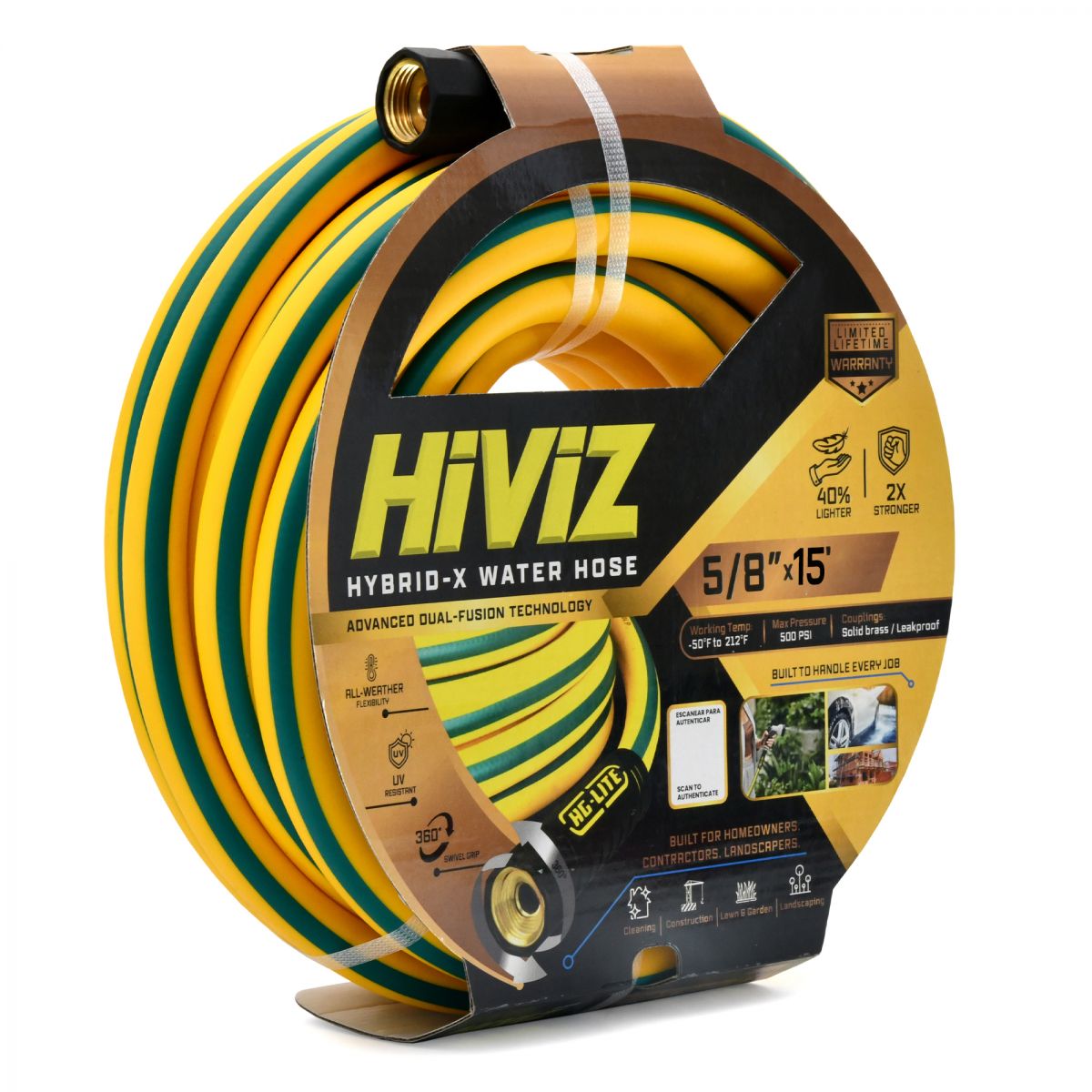 BluBird AG-Lite High-Viz Hybrid Water Hose 5/8" - Yellow JFM Golf