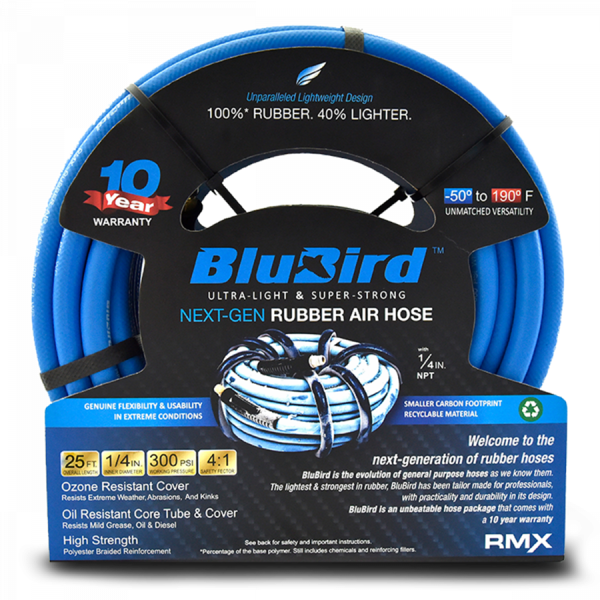 BluBird Rubber Air Hose Assembly 1/4" JFM Golf