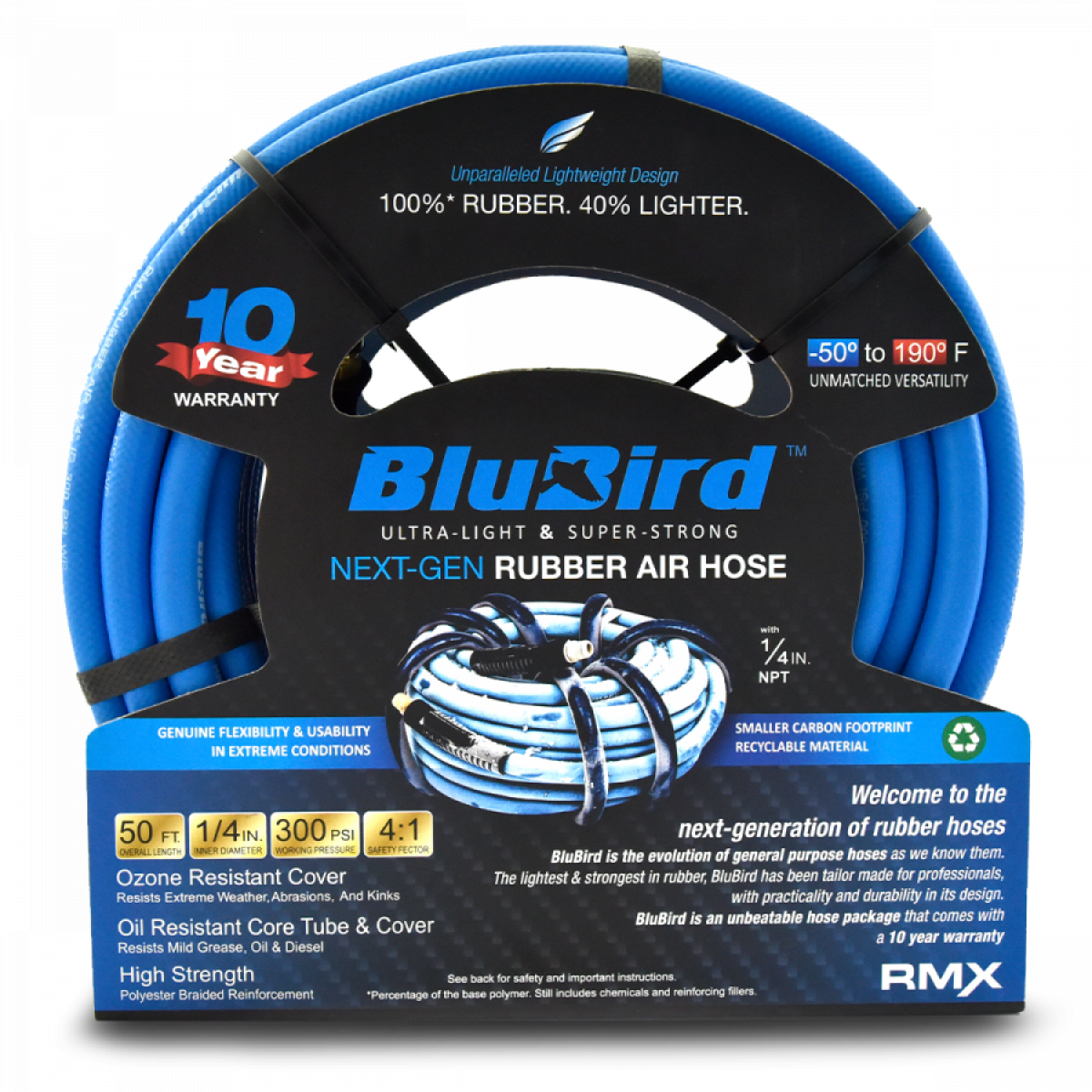 BluBird Rubber Air Hose Assembly 1/4" JFM Golf