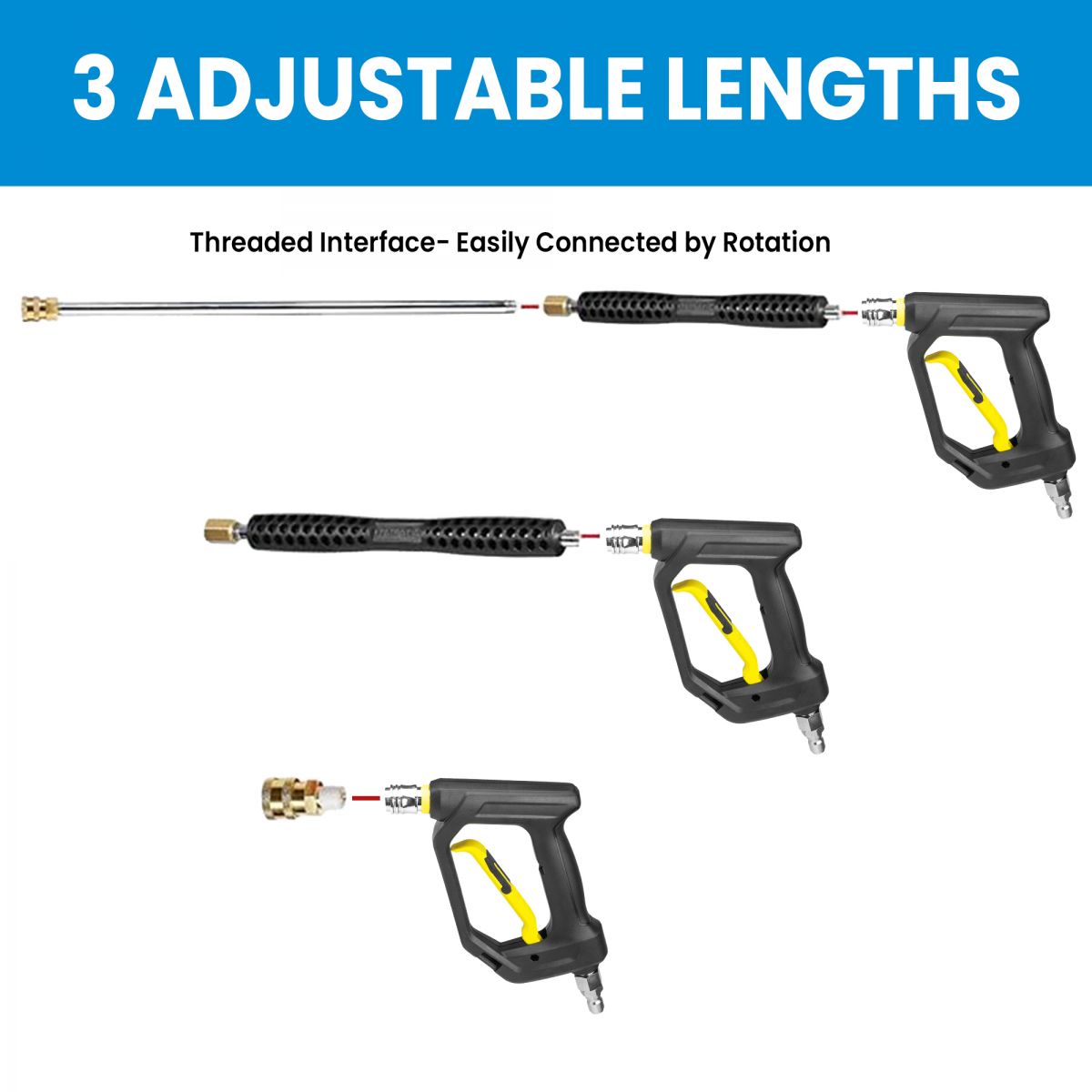 Blu Shield High Pressure Washer Gun with Supportive Trigger & Quick Connect Ends JFM Golf