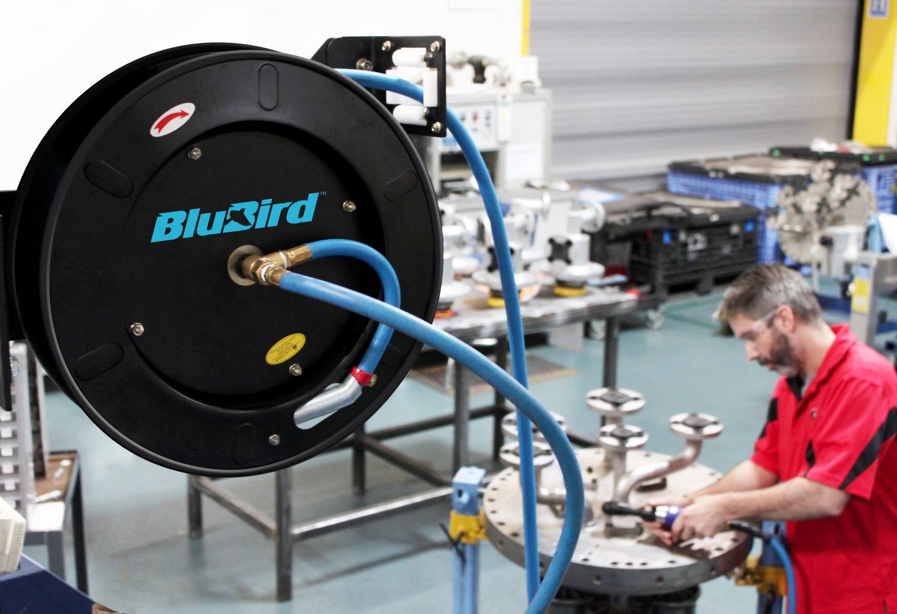 BluBird 3/8-inch x 50-foot Retractable Air Hose Reel - Black JFM Golf