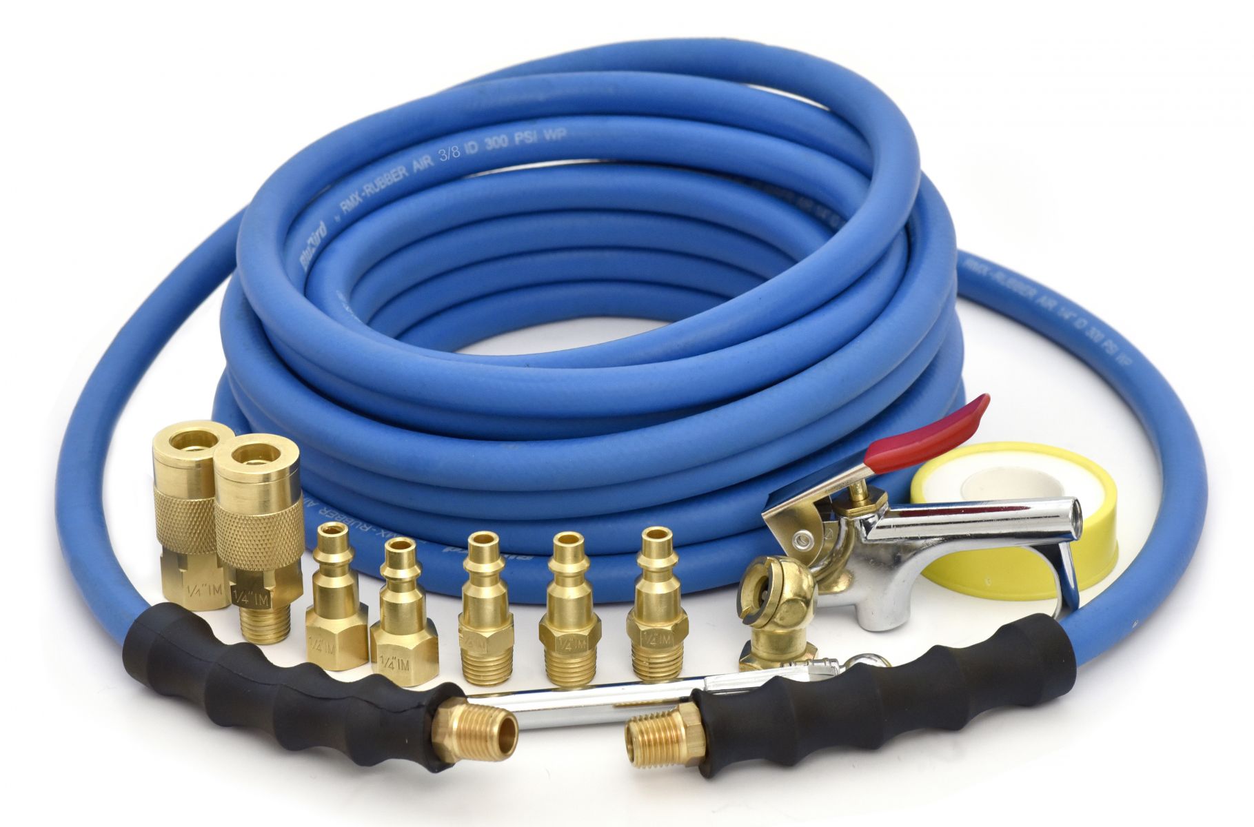 BluBird 3/8-inch x 50-foot Rubber Air Hose Assembly with 10-Piece Accessory Kit JFM Golf