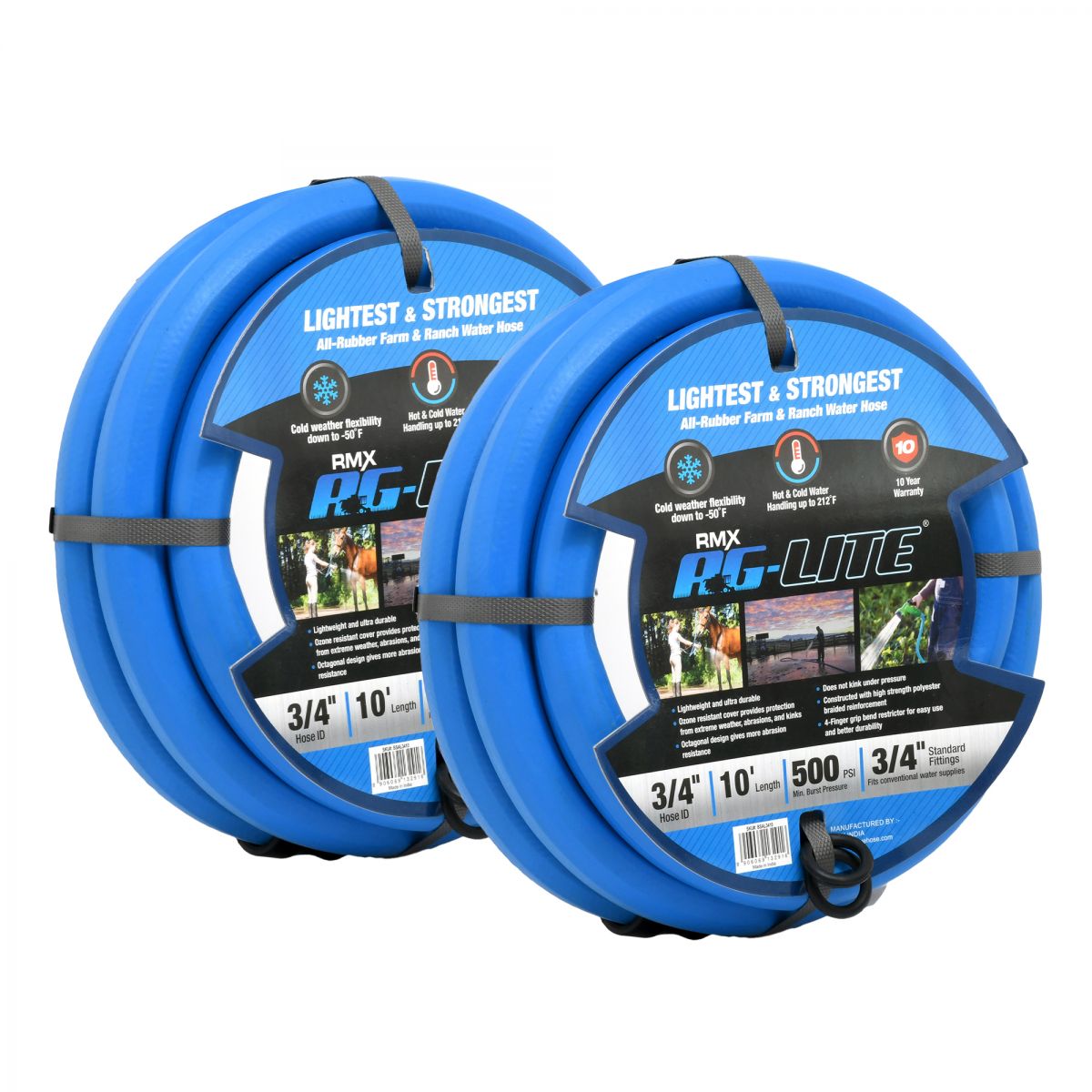 BluBird AG-Lite 3/4-inch Premium Rubber Water Hose Assembly (2-Pack) JFM Golf