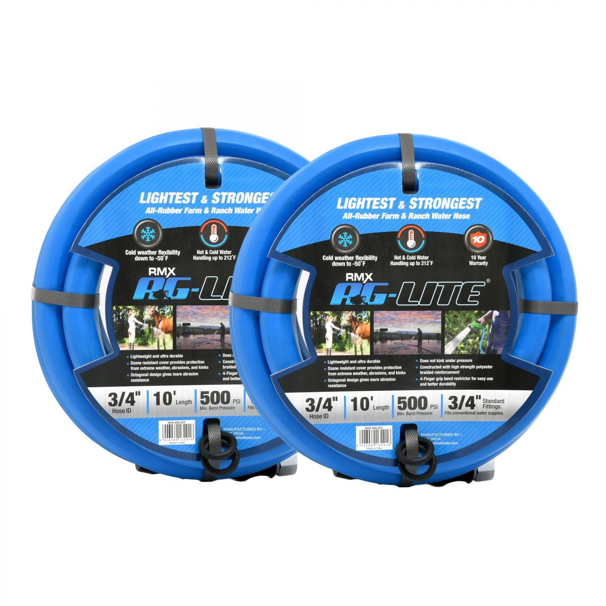 BluBird AG-Lite 3/4-inch Premium Rubber Water Hose Assembly (2-Pack) JFM Golf