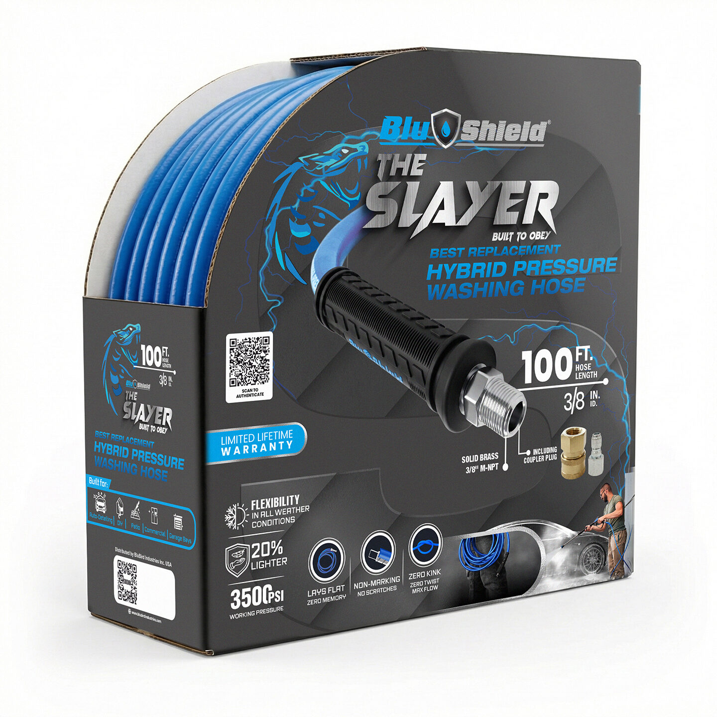 BluBird Blu Shield The Slayer Hybrid Pressure Washing Hose 3/8-inch JFM Golf