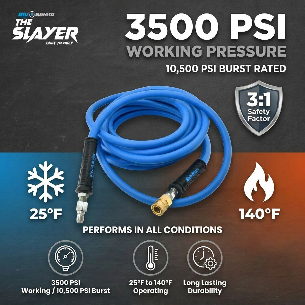 BluBird Blu Shield The Slayer Hybrid Pressure Washing Hose 3/8-inch JFM Golf