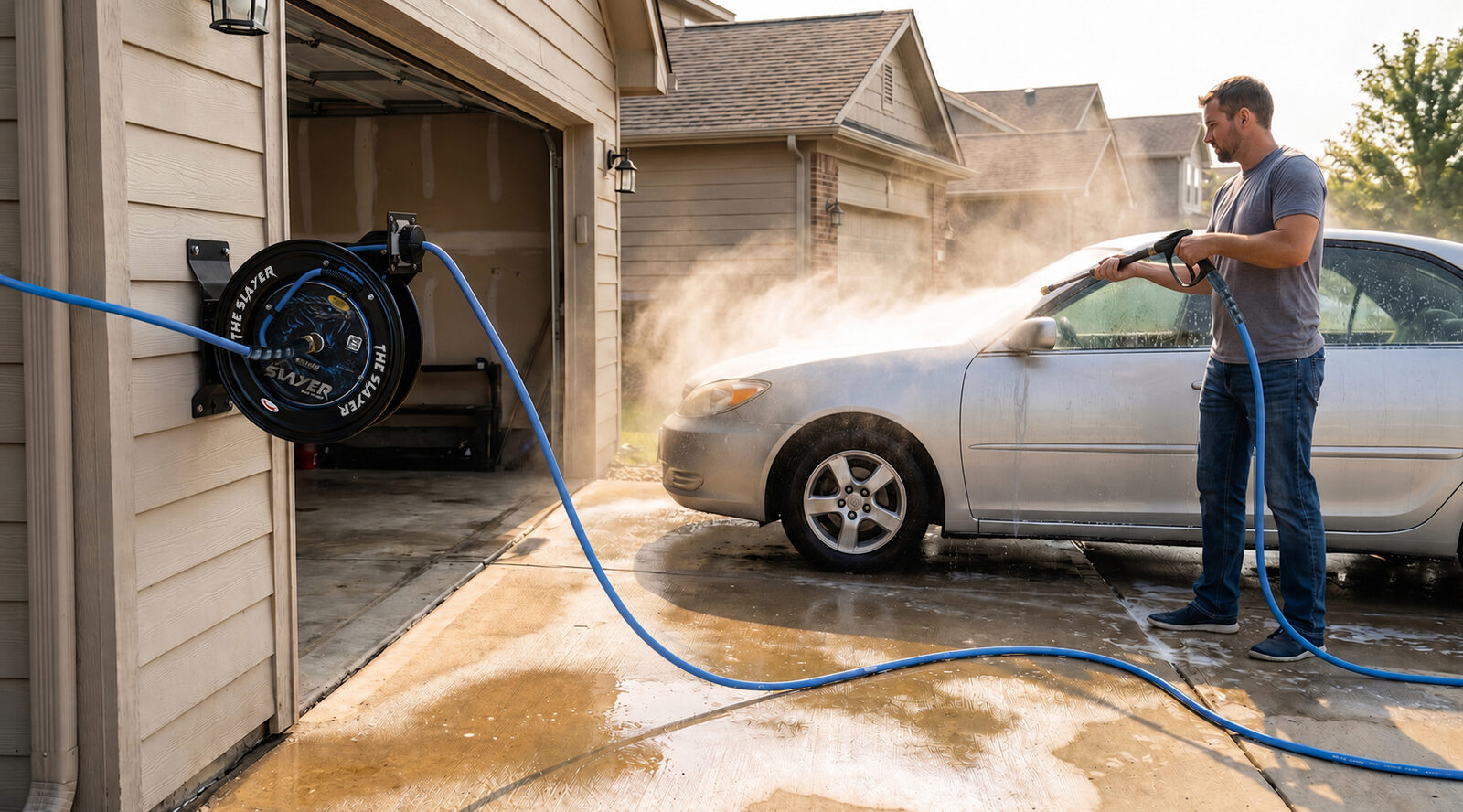 BluBird Blu Shield The Slayer Hybrid Pressure Washing Hose Reel 1/4-inch JFM Golf