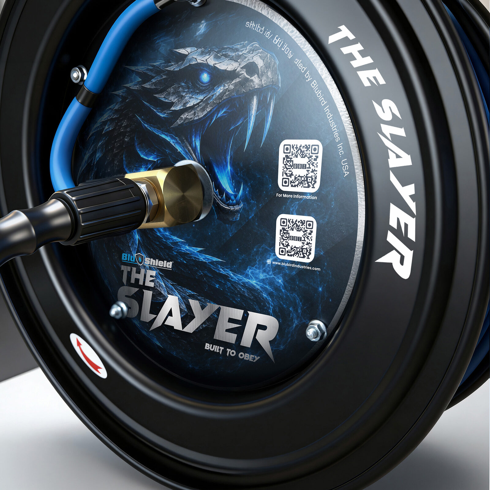 BluBird Blu Shield The Slayer Hybrid Pressure Washing Hose Reel 1/4-inch JFM Golf