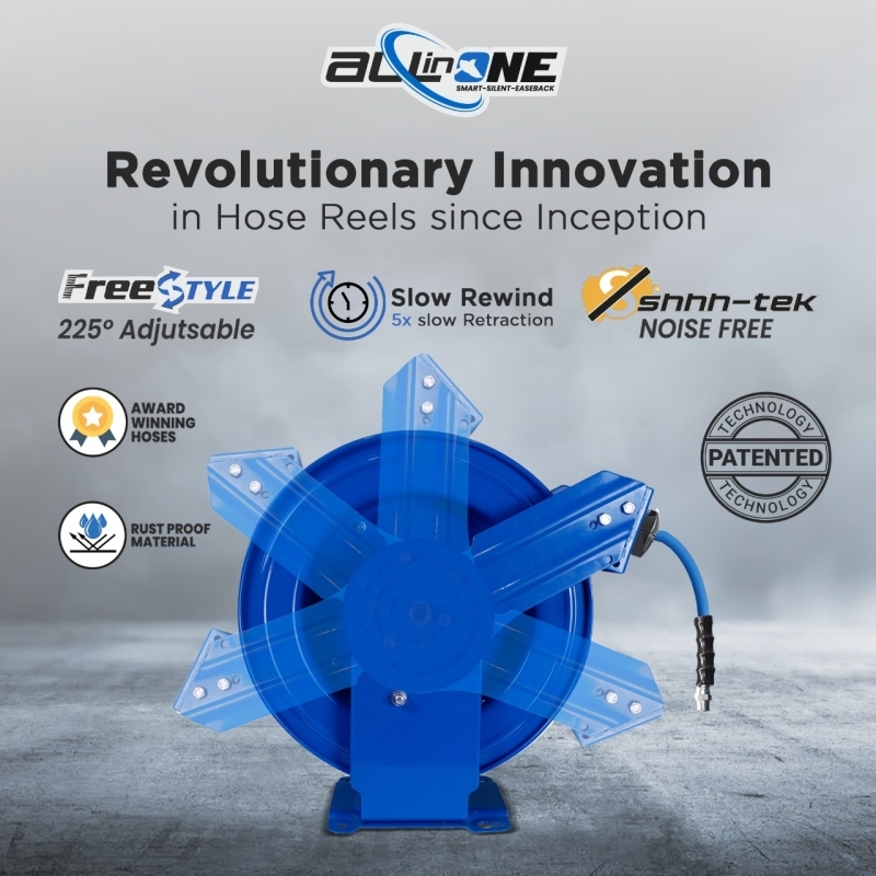 BluBird Heavy-Duty Air Hose Reel All-In-One 3/8-inch x 50 Feet JFM Golf