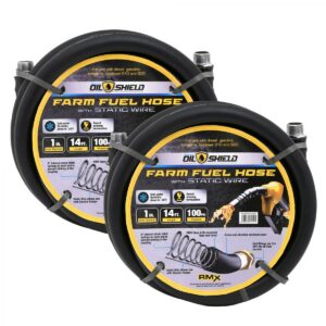 BluBird OilShield 1-inch x 14 Feet Rubber Farm Fuel Transfer Hose with Static Wire, 2 Pack JFM Golf