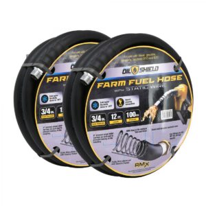 BluBird OilShield 3/4-inch x 12 Feet Rubber Farm Fuel Transfer Hose with Static Wire, 2 Pack JFM Golf